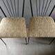 Pair of Colette Gueden chairs, black metal and fabric.