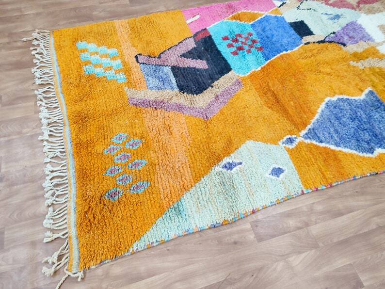 Beni ouarain rug woven in natural wool size 250cmx150cm
