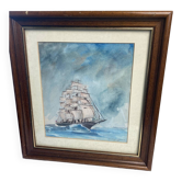 Framed old marine watercolor