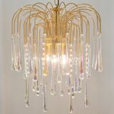 Lustre en verre de Murano et laiton Waterfall, Italie, années 1970
