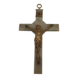 Vintage onyx stone wall crucifix and gold metal christ
