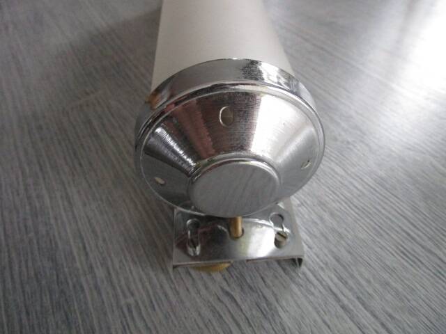 Antique art deco bathroom light in chrome and frosted glass