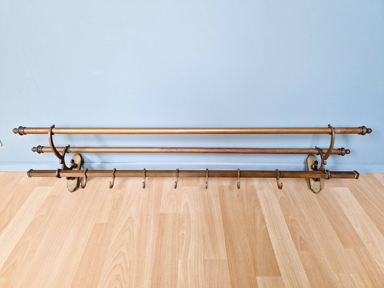 Art Deco brass wall coat rack, 1920s-30s
