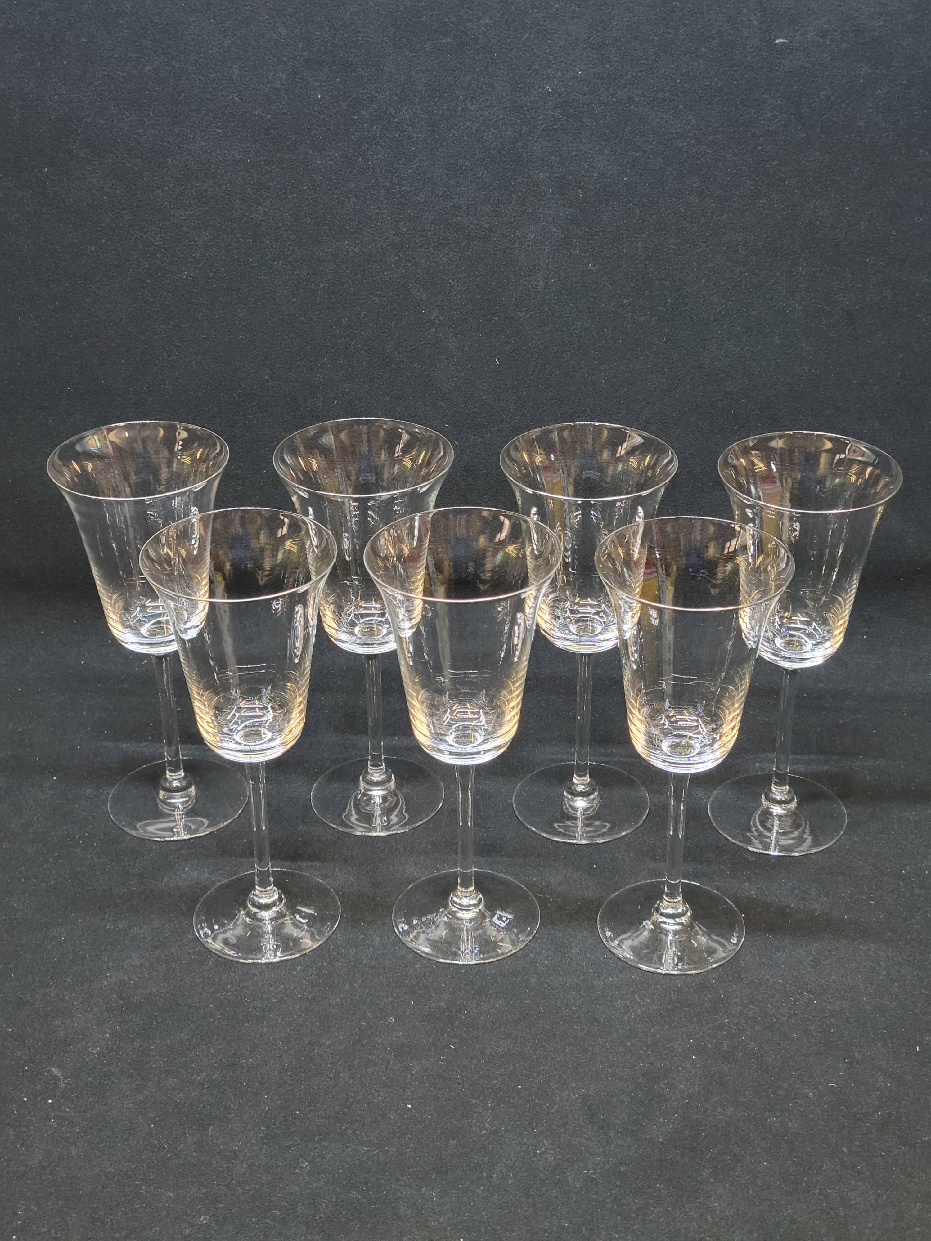 7 Fine Crystal Stemmed Wine or Water Glasses - Baccarat? / Saint Louis?