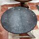Old pedestal table in oak wood with marble