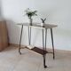 Vintage Formica and wrought iron rolling dessert trolley/side table.