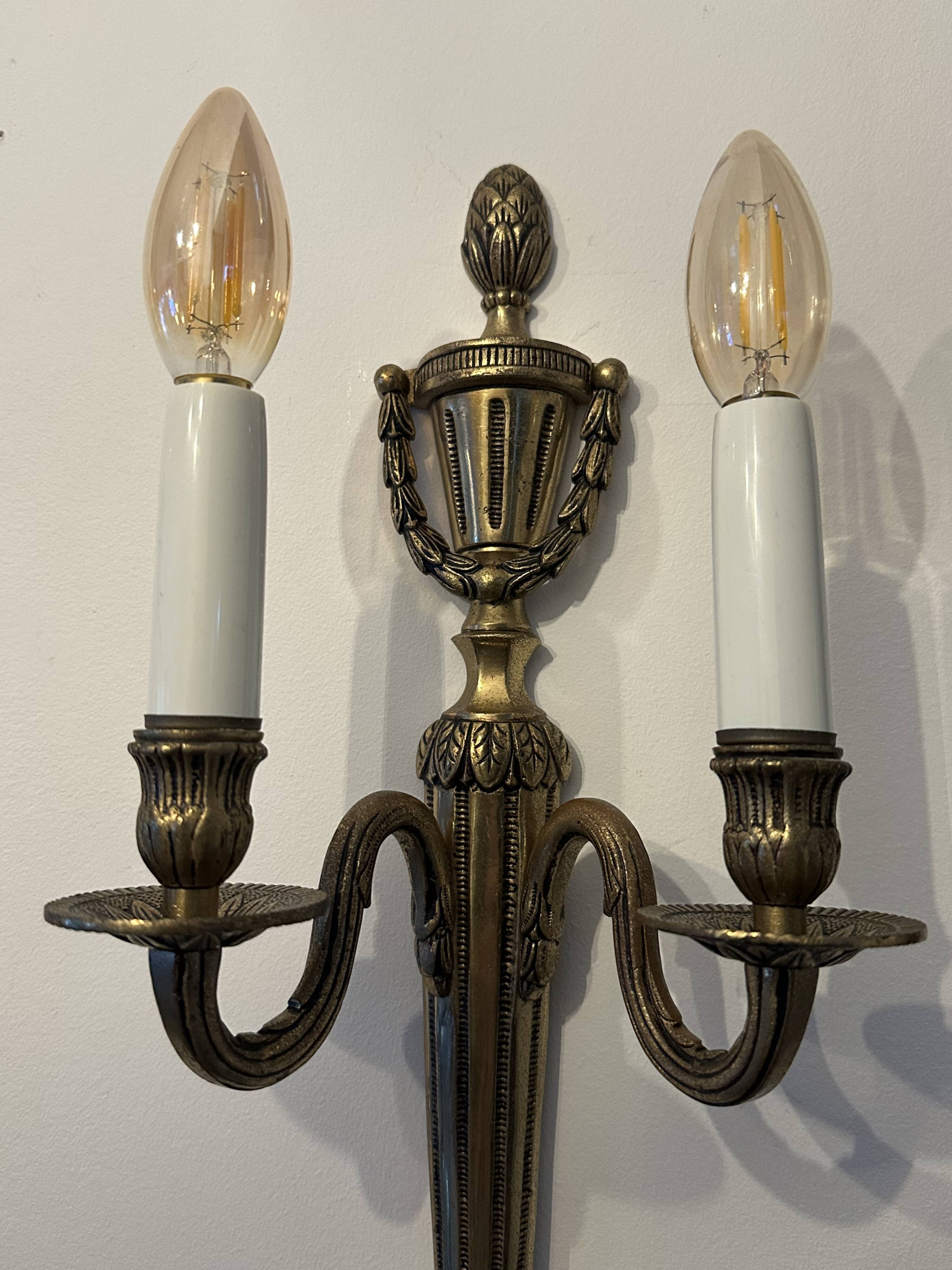 Pair of mid-19th century brass tassel sconces