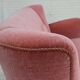 1970s, Danish 2-seater sofa, salmon pink furniture velour, oak wood.