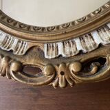 Miroir ovale résine dorée kitsch des années 70