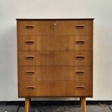 Scandinavian teak chest of drawers, 5 drawers, 1960s