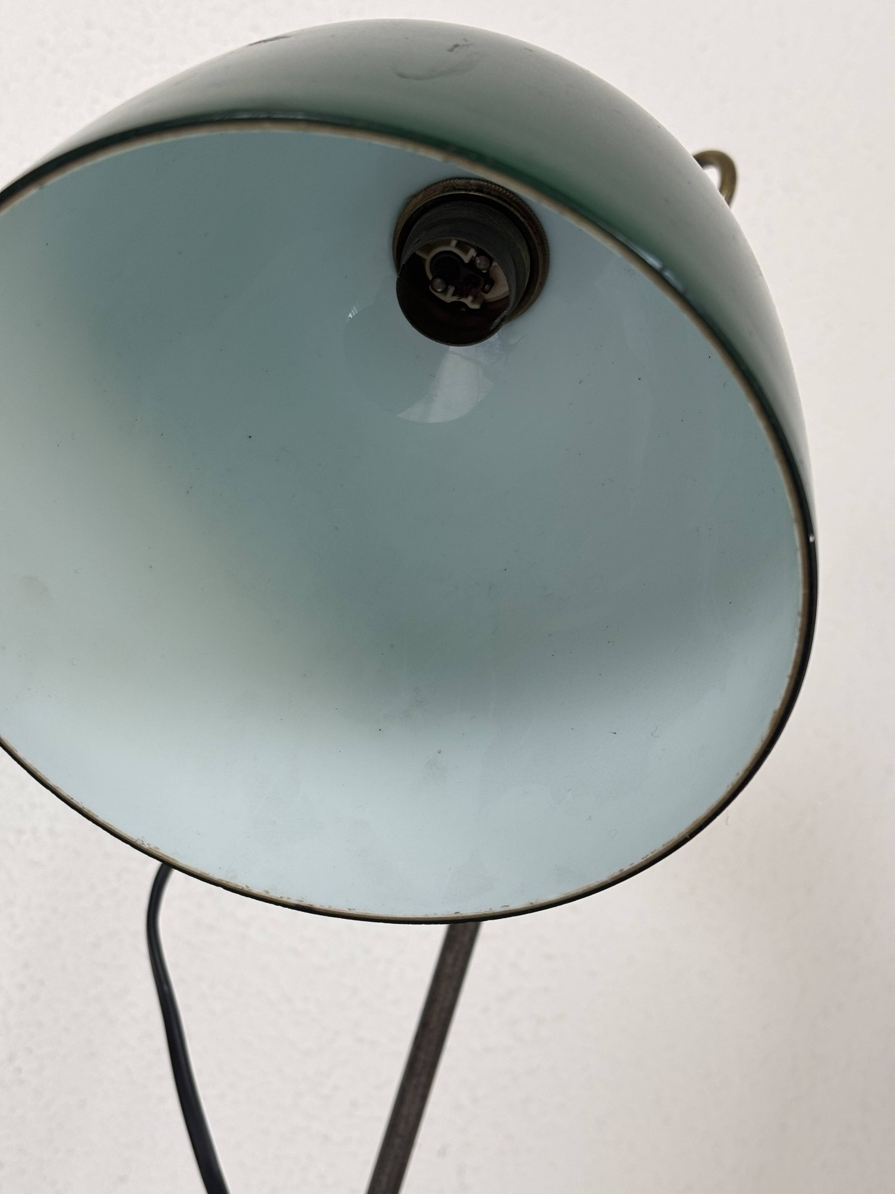Vintage 1920s desk lamp in nickel-plated brass, celadon - 52 cm