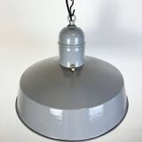 Industrial Grey Enamel Factory Pendant Lamp, 1960s