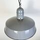 Lampe suspendue en émail gris industriel, années 1960