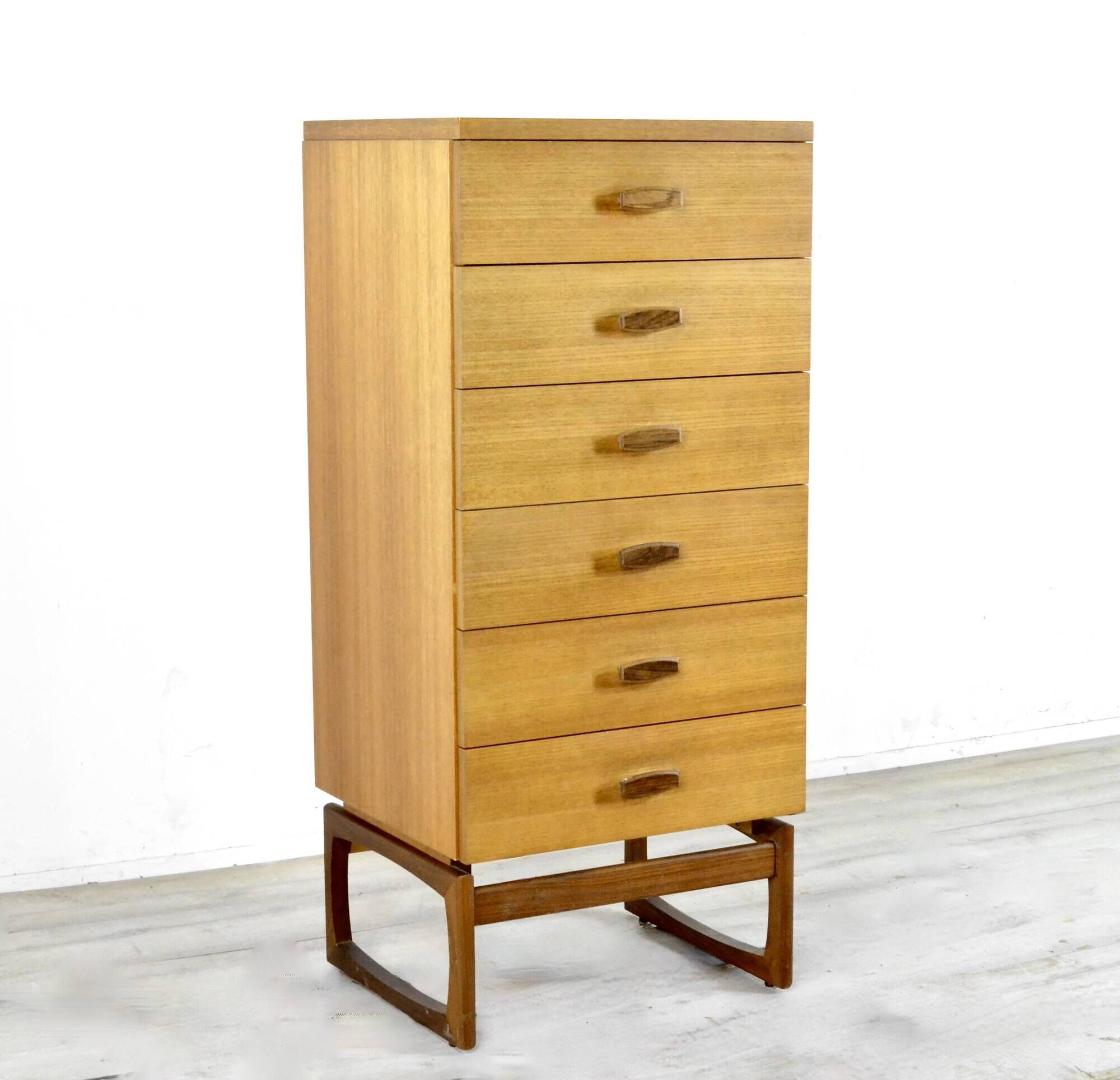Midcentury G Plan Quadrille Teal Tallboy / Chest Of Drawers. Vintage Modern