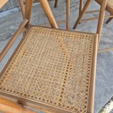 Set of 4 vintage Italian folding chairs in cane 1970s