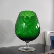 XXL vintage Cognac vase blown glass from Empoli, Italy in emerald green.