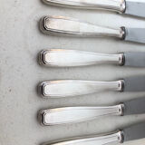 Set of 6 silver metal knives 1930