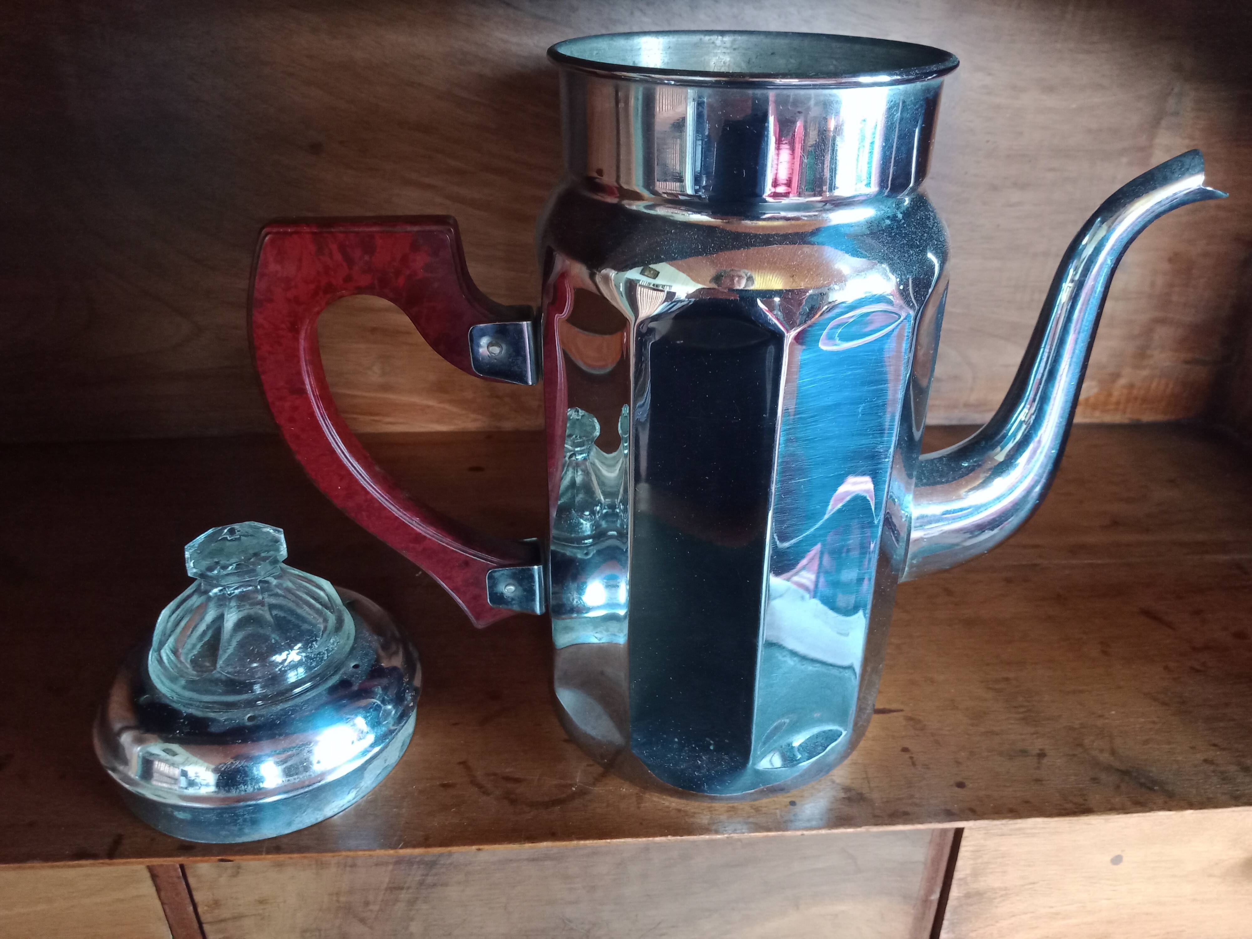 Vintage coffee jug - ADB copper chrome deposited French manufacture - bakelite handle