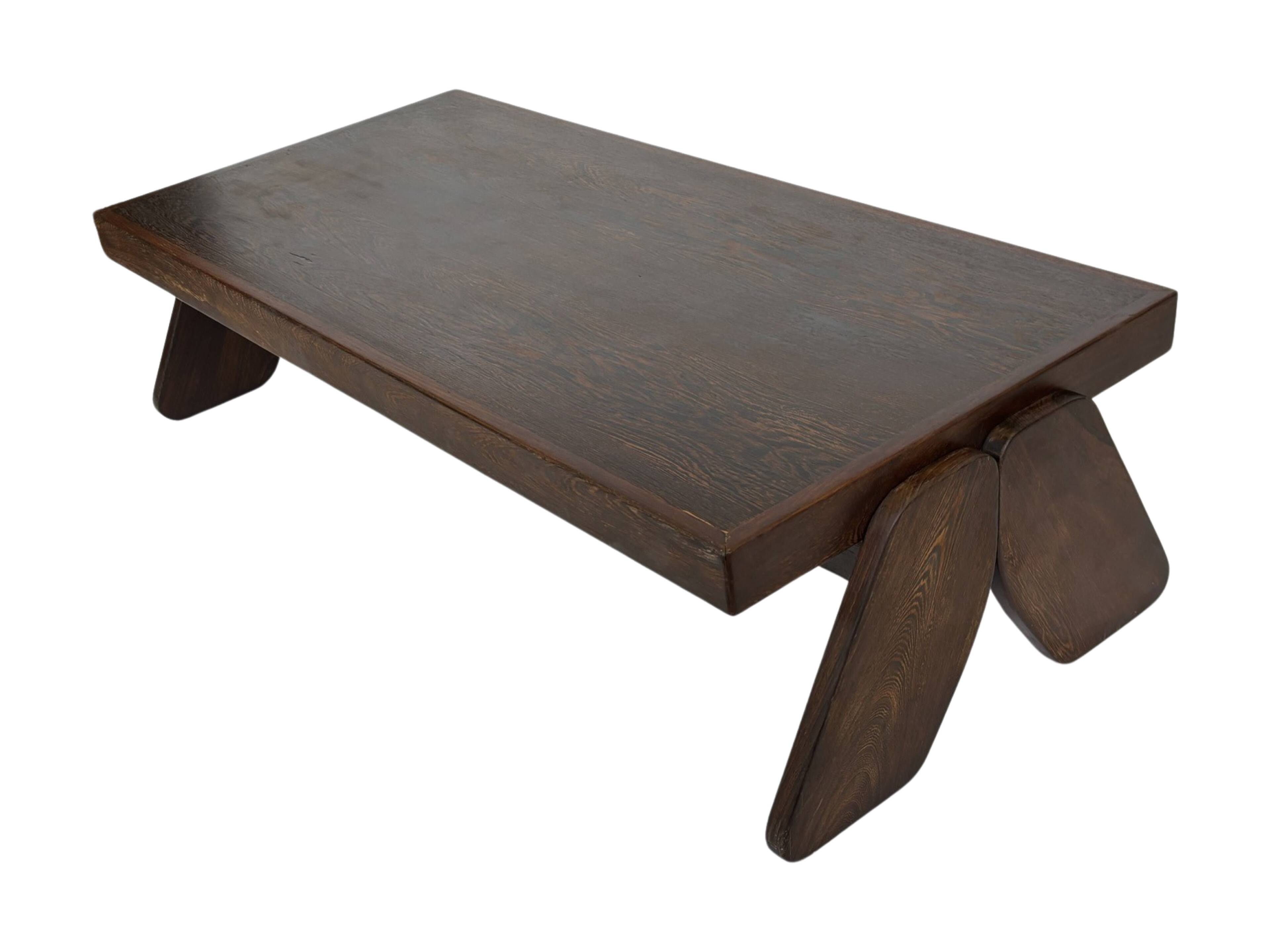 Vintage Coffee Table Wengé Brutalist Postmodern 70's Design