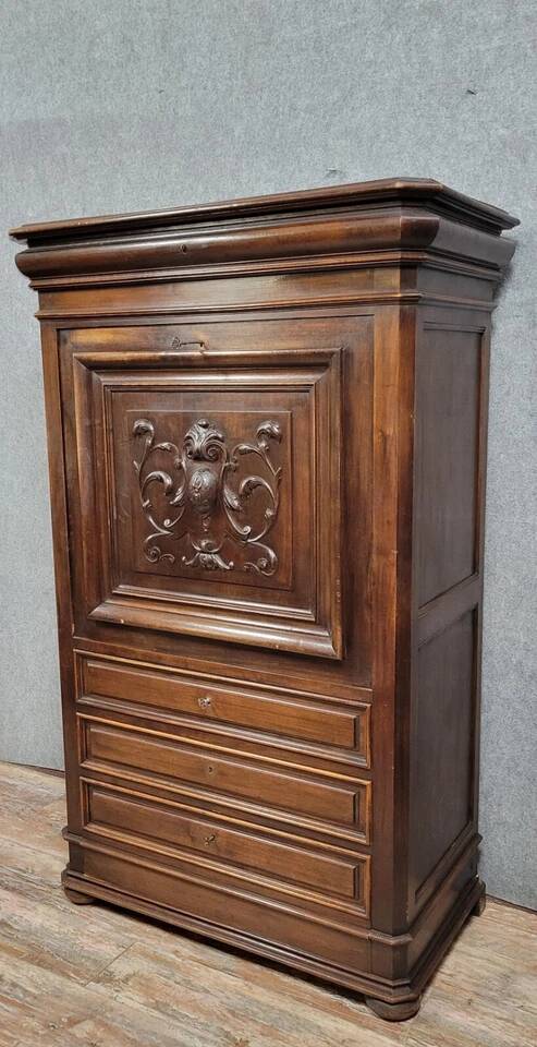 Renaissance style secretary in carved walnut circa 1850