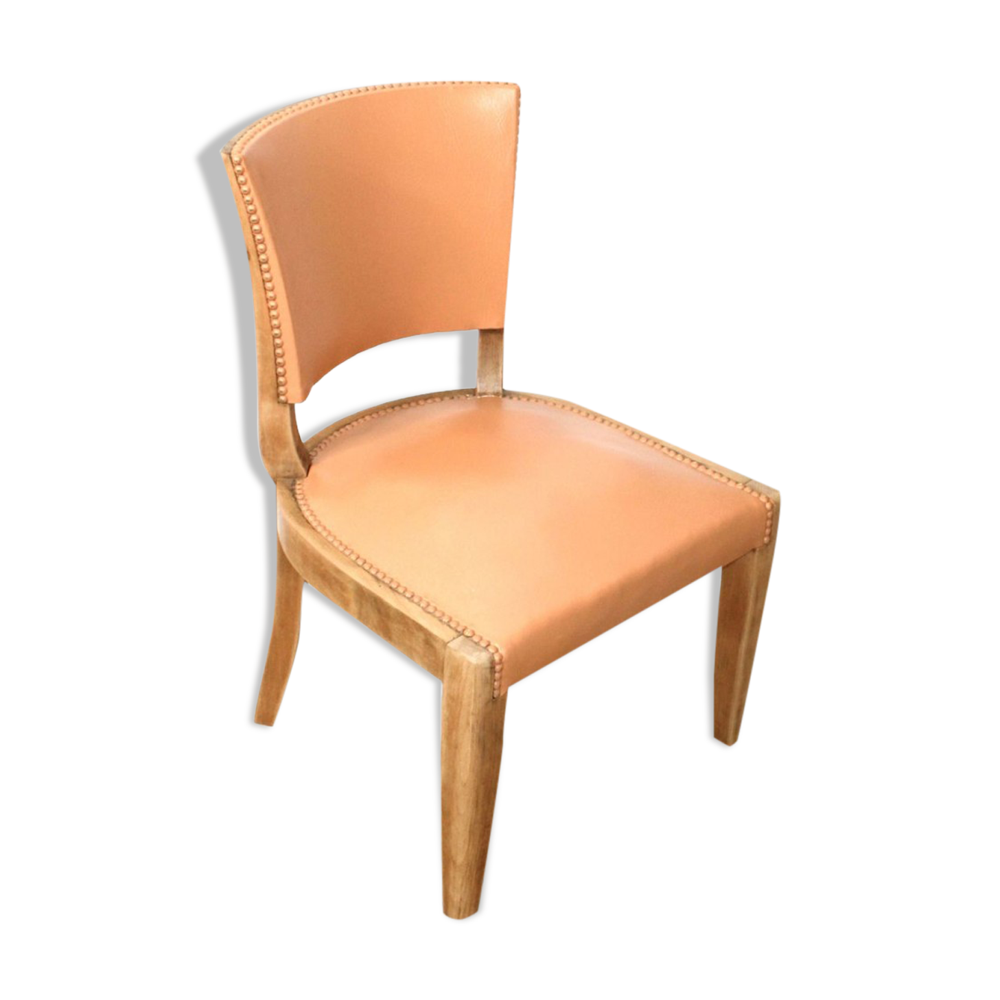 Leather and wood lounge chair