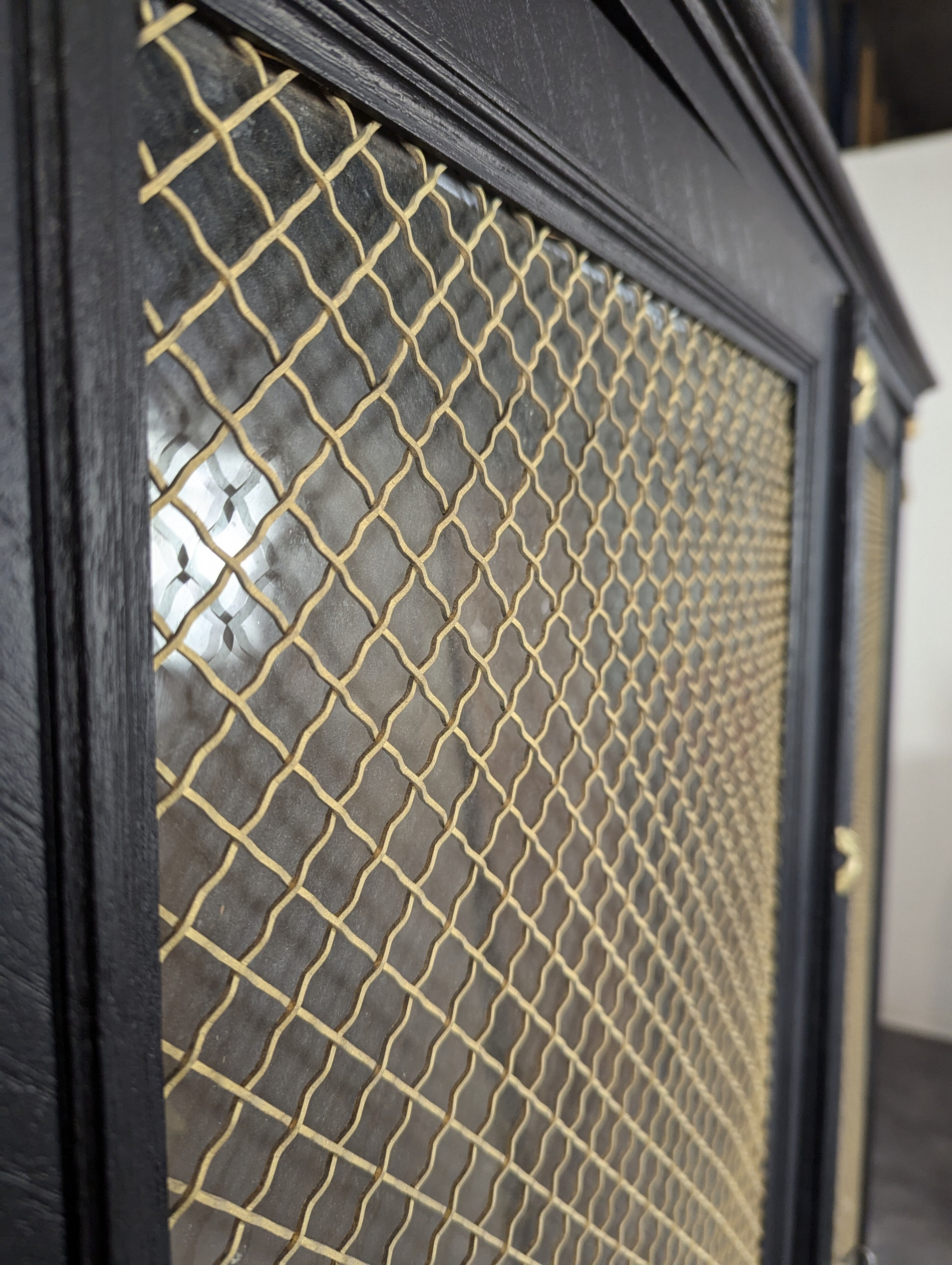 Blackened wooden bookcase display case from the Napoleon III period