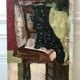 Oil painting on canvas Still life chair signed 50s