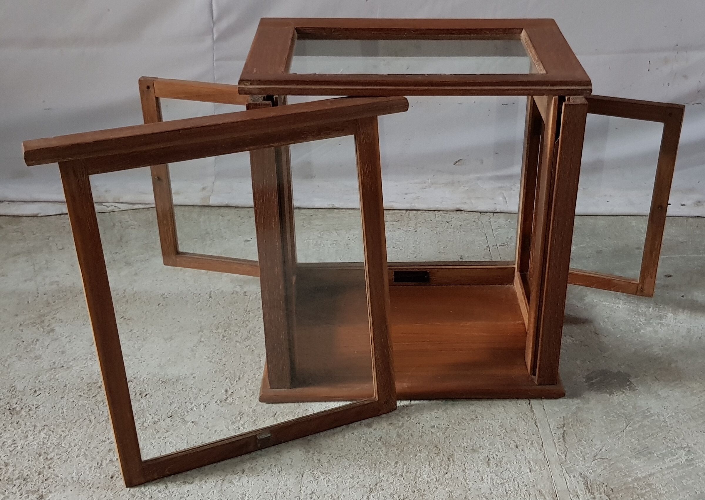 Old glass scale box in teak