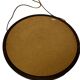 Vintage Scandinavian Round Wenge Wood Mirror Leather Strap 60's desig