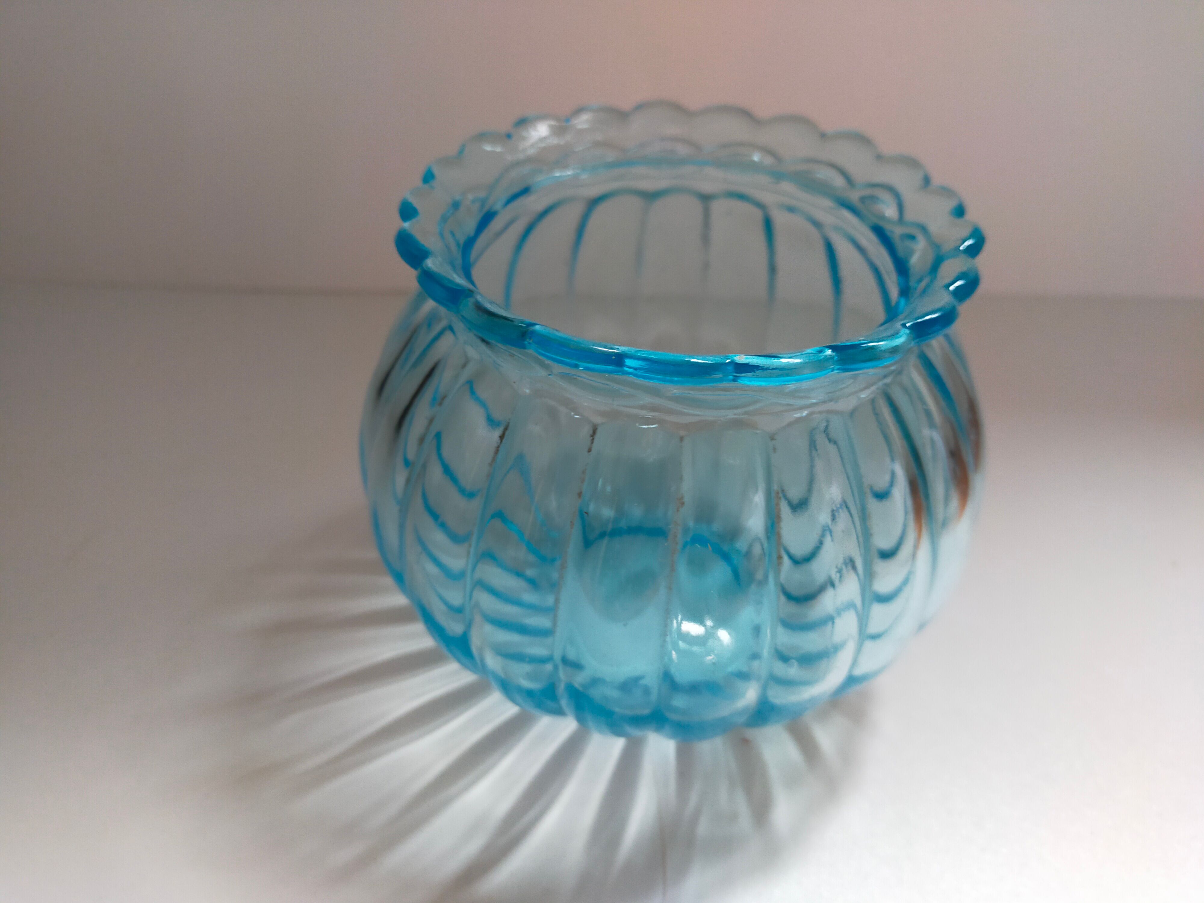 Signed blue ball vase