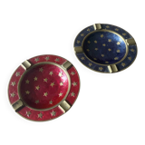 Vintage Pair of Catchall Trays – Solid Brass & Starry Enamel