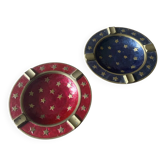 Vintage Pair of Catchall Trays – Solid Brass & Starry Enamel