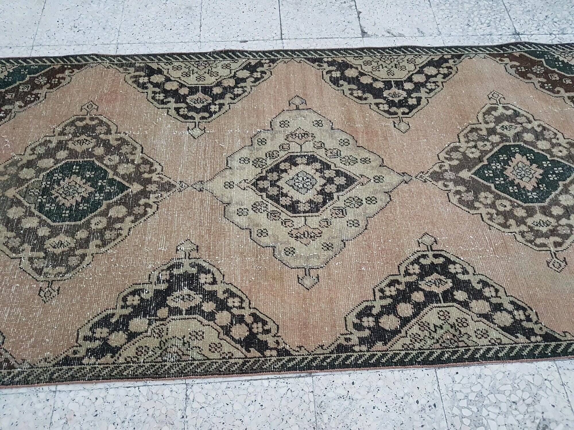Vintage Turkish hallway rug 113x385 cm