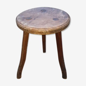 Tripod stool top all wood