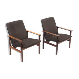 Paire de fauteuils en bois de rose conçue par Cor Bontenbal pour Fristho dans les années 60
