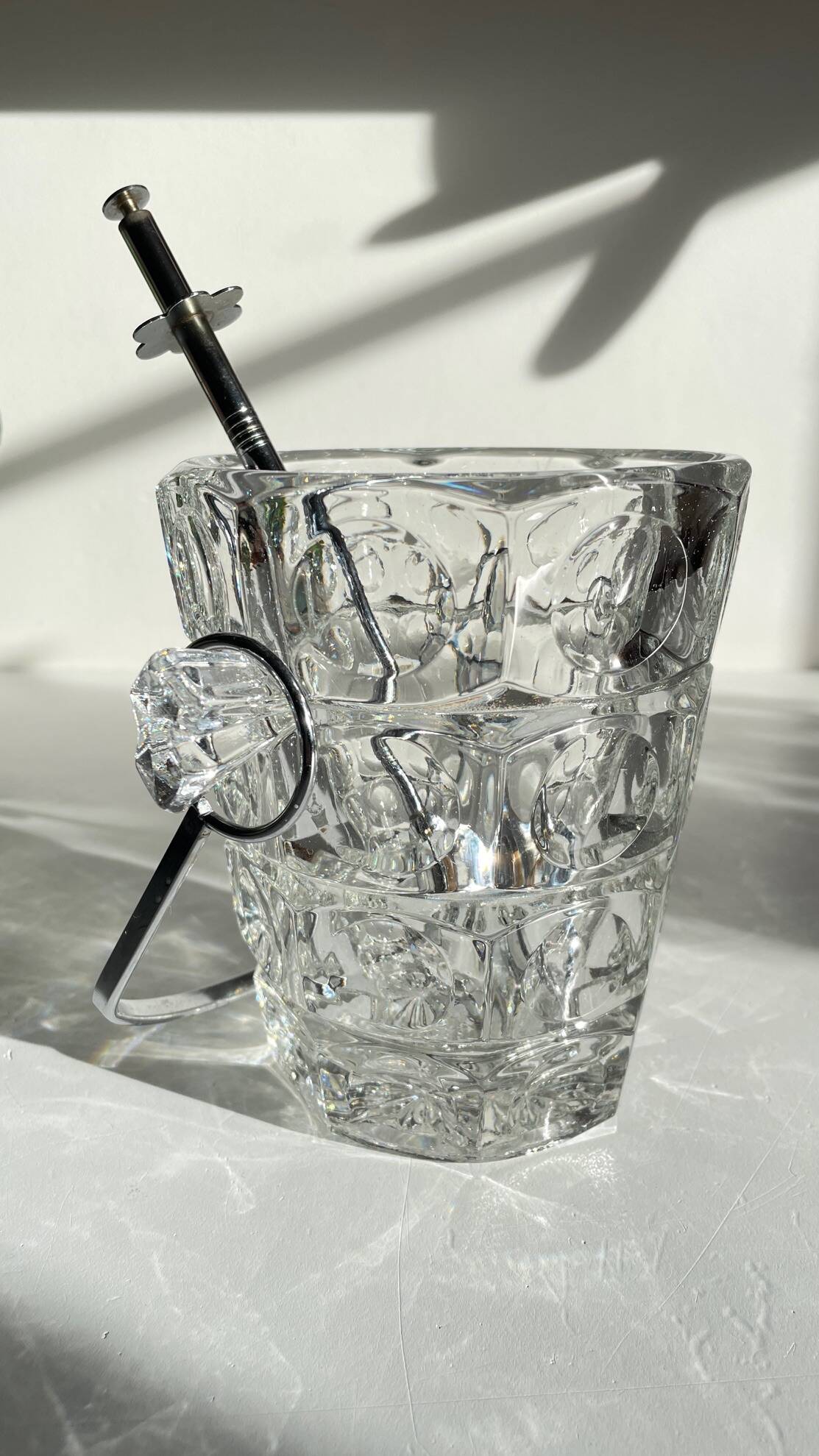 SEAU à Glace Cristal Ciselé et PINCE Vintage