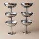 Silver-tone Stainless Steel Vintage Drinking Set for 6 with Tray, 1970s Italian Minimalist Design