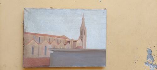 Oil painting on canvas Florence view of Santa Maria Novella early 1900