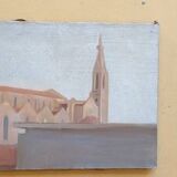 Oil painting on canvas Florence view of Santa Maria Novella early 1900