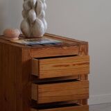 Free-standing primitive pine commode, mid-century Swedish, 1950s.