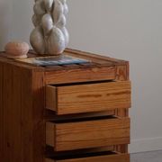 Free-standing primitive pine commode, mid-century Swedish, 1950s.