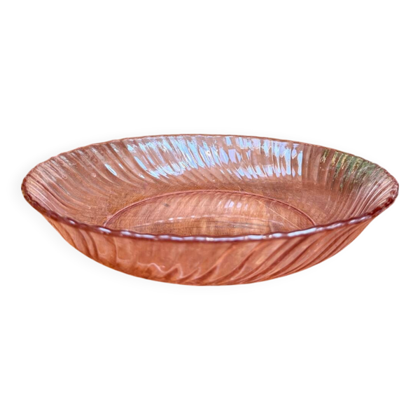 Plat rond creux Rosaline en verre rose