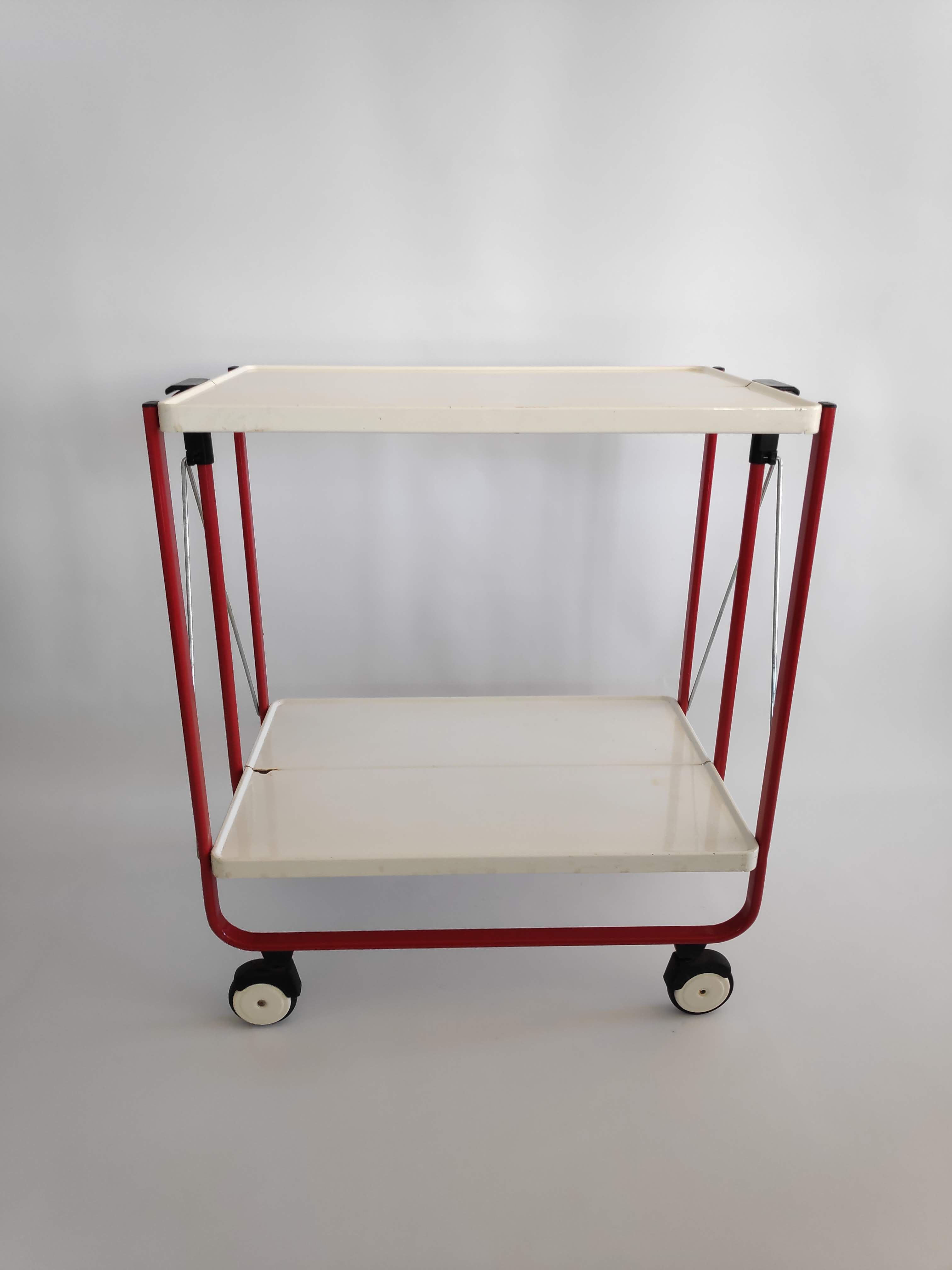 Vintage serving table in painted steel sheet from the years 80