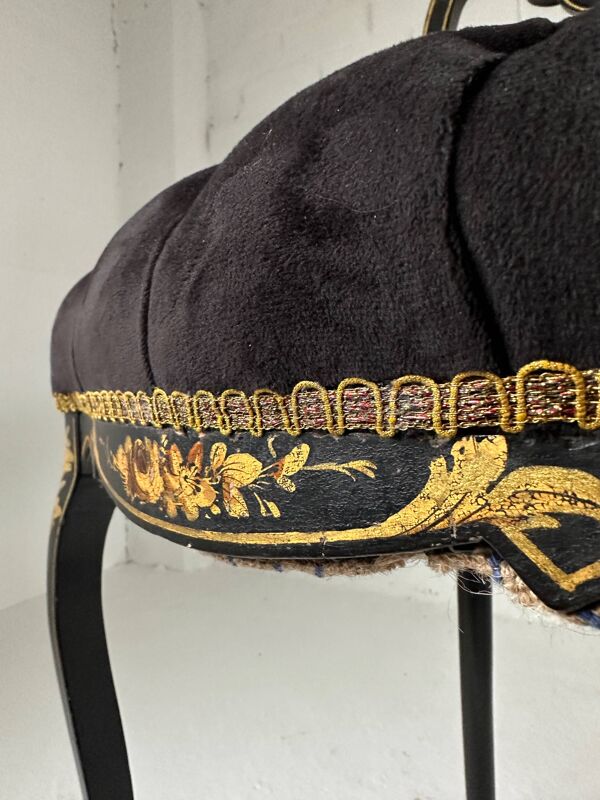 Chaise Napoléon III en bois laqué noir bordeaux, XIXe siècle