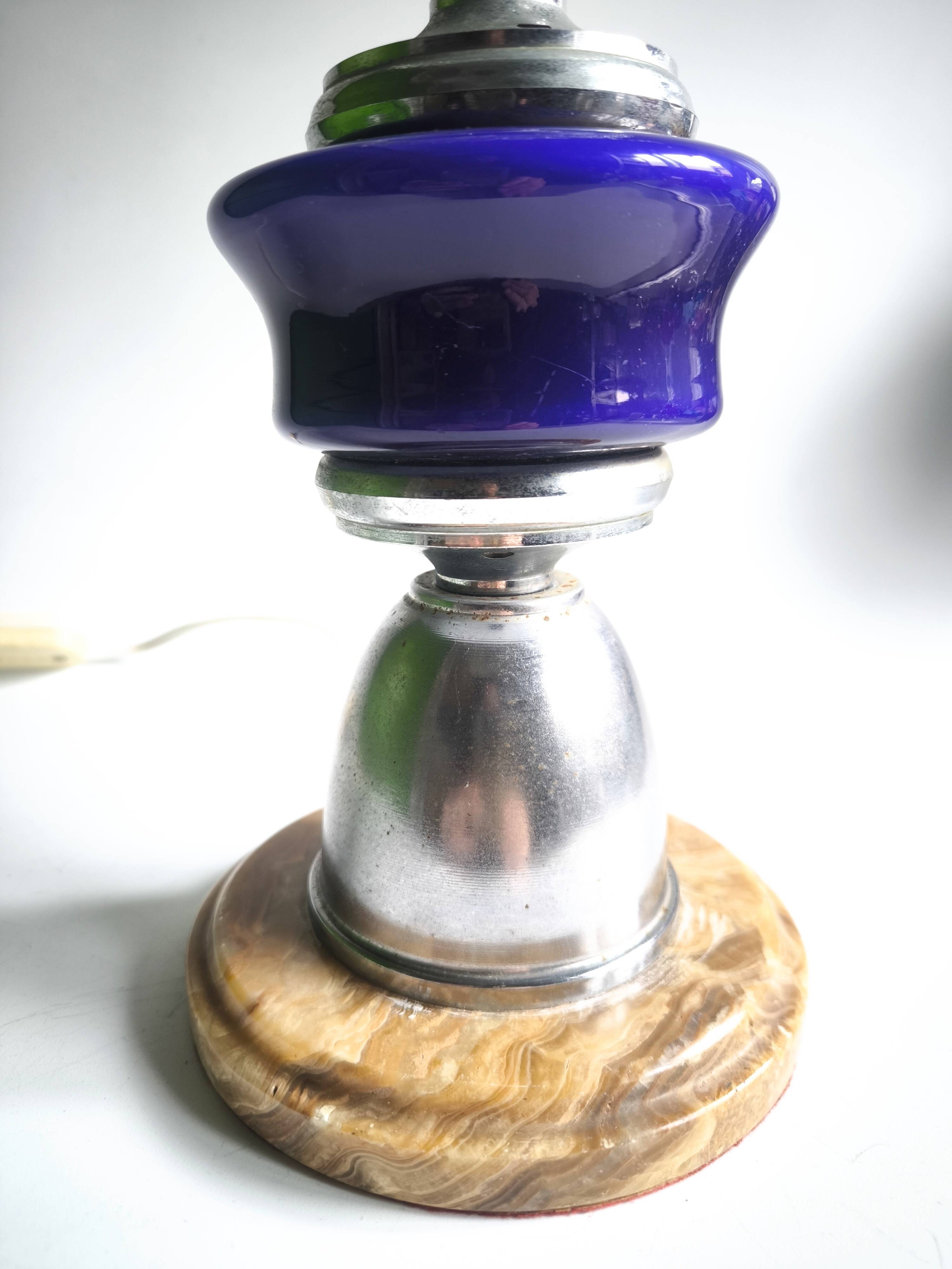Mid Century lamp made of crystal, onyx, and marble.