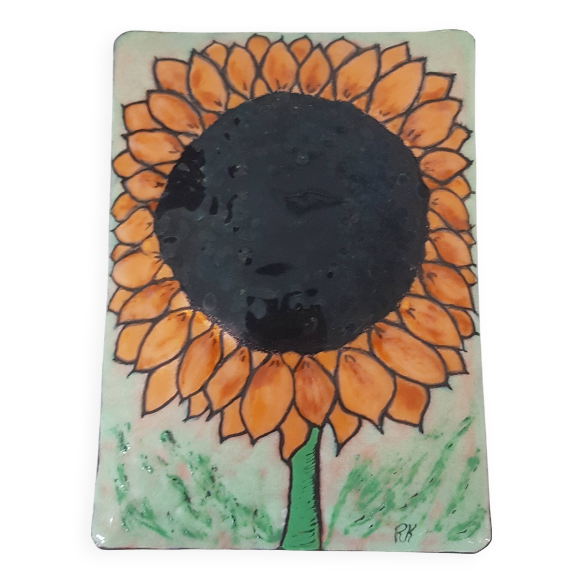 Sunflower enamel plaque