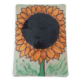Plaque émail tournesol
