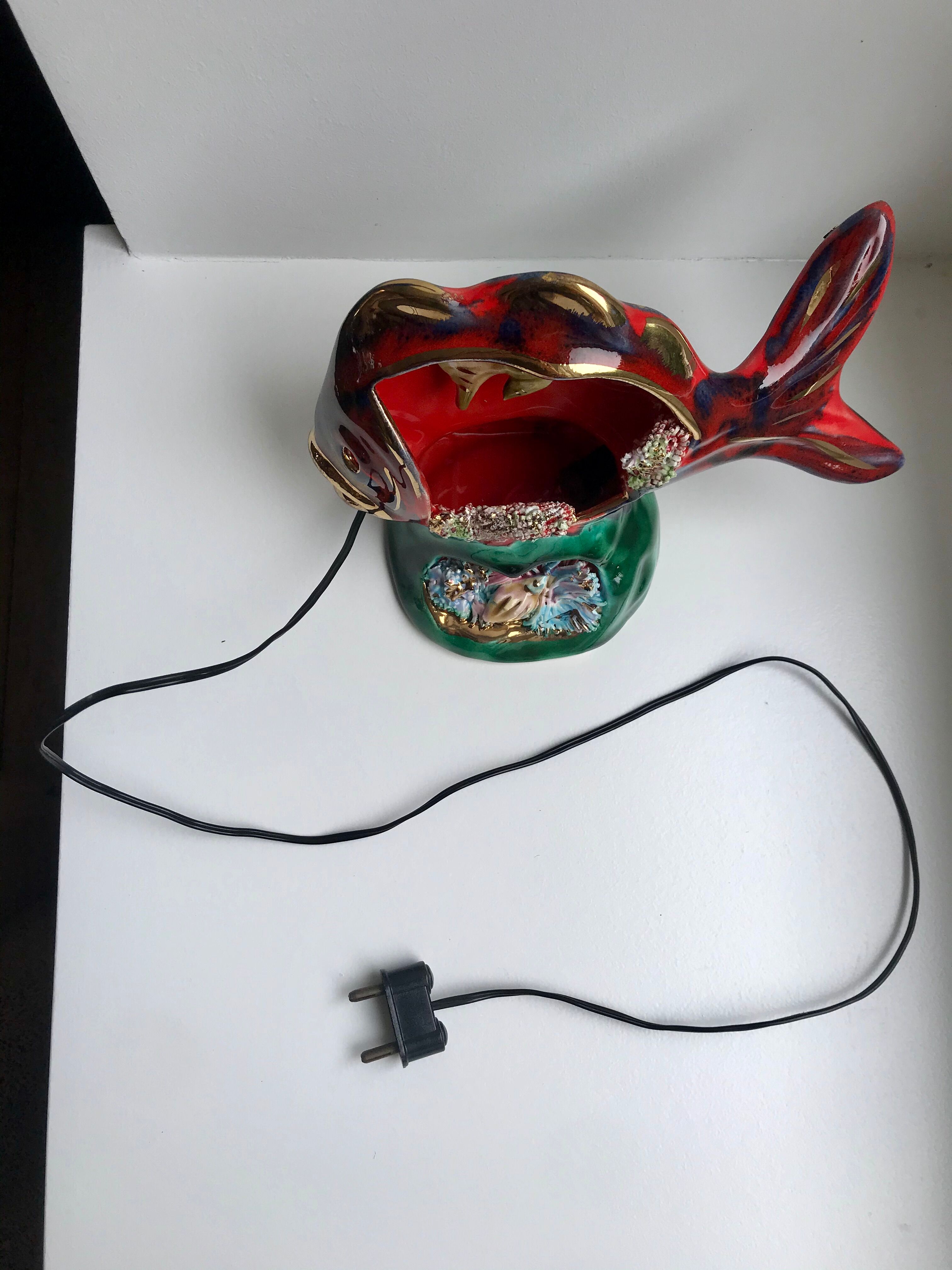 Lampe poisson Vallauris années 70
