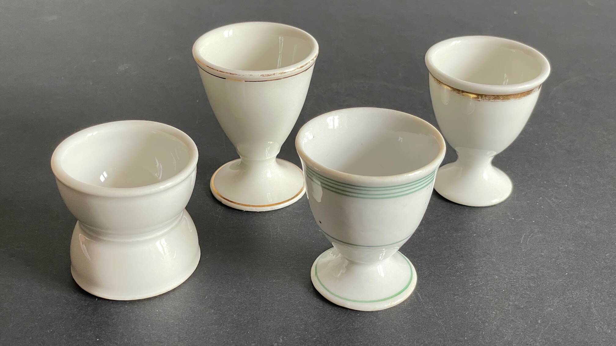 4 antique ceramic egg cups