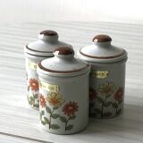 Set of 3 speckled ceramic spice jars with lids - In very good condition